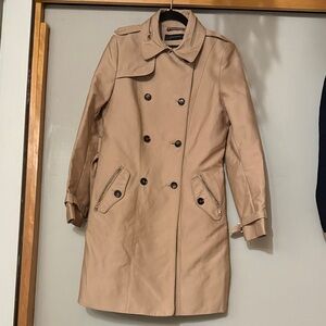 Zara Beige Double-Breasted Trench Coat with waist Belt